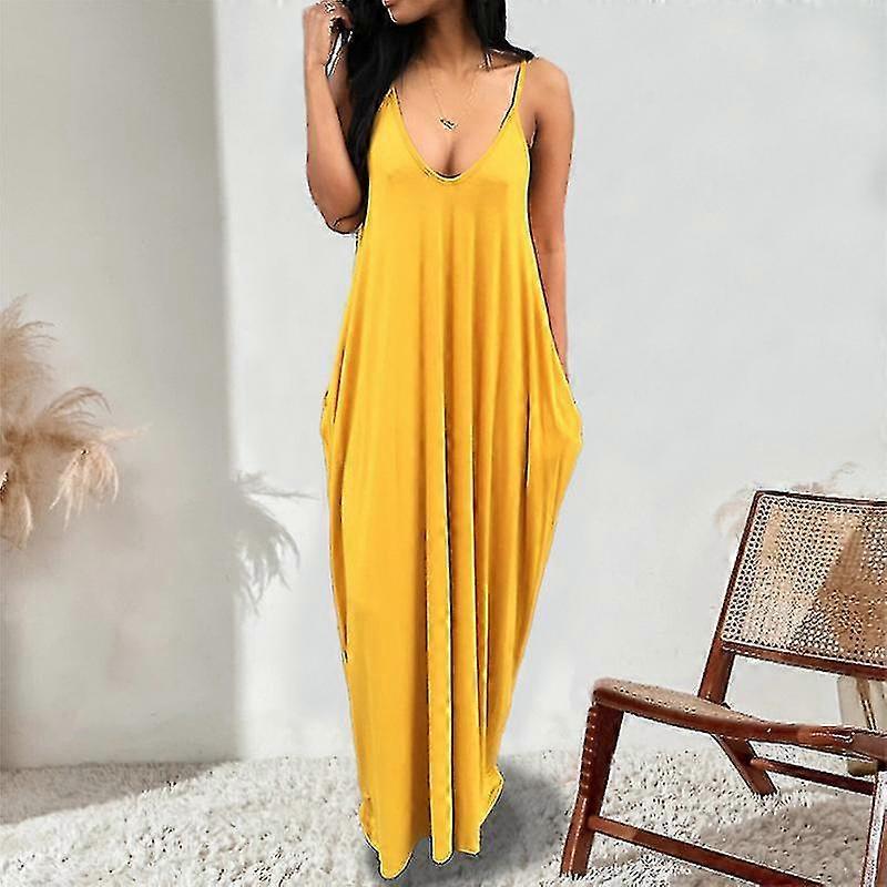 Robe décontractée sans dos Deep V Robe à bretelles
