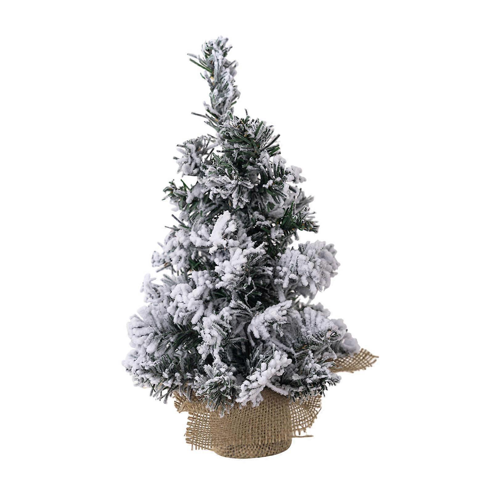 Snow Flocked Christmas Tree Tabletop Xmas Tree for Festival Shelf Home 30 cm