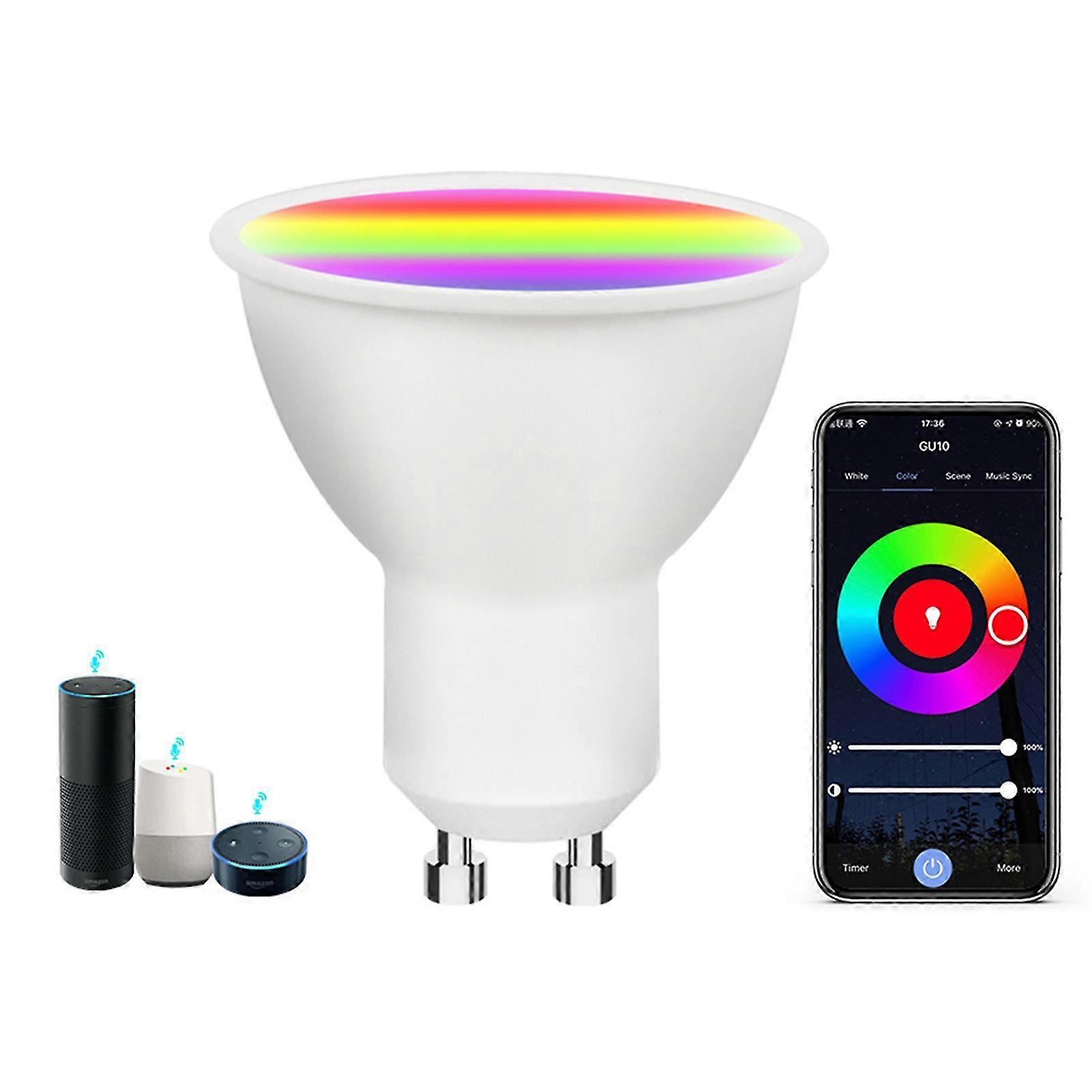 Gu10 Light Bulb Led 2.4ghz Wifi App Control Rgbcw Light Alexa-compatible 5/7/9w 110/220v