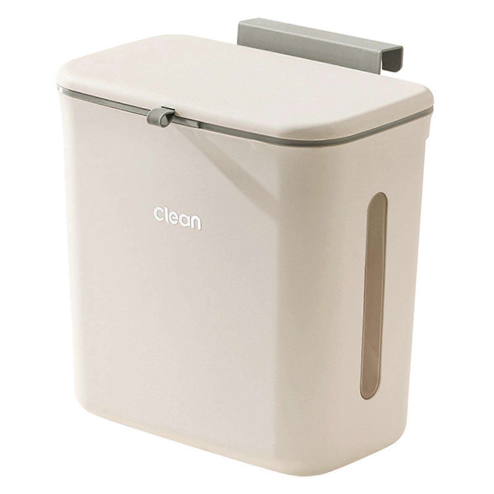 12L Kitchen Hanging Trash Can with Lid Wall-Mounted Garbage Can Under Sink Trash Bin Two Compartments Countertop Waste Basket RV Breakroom Office Supp