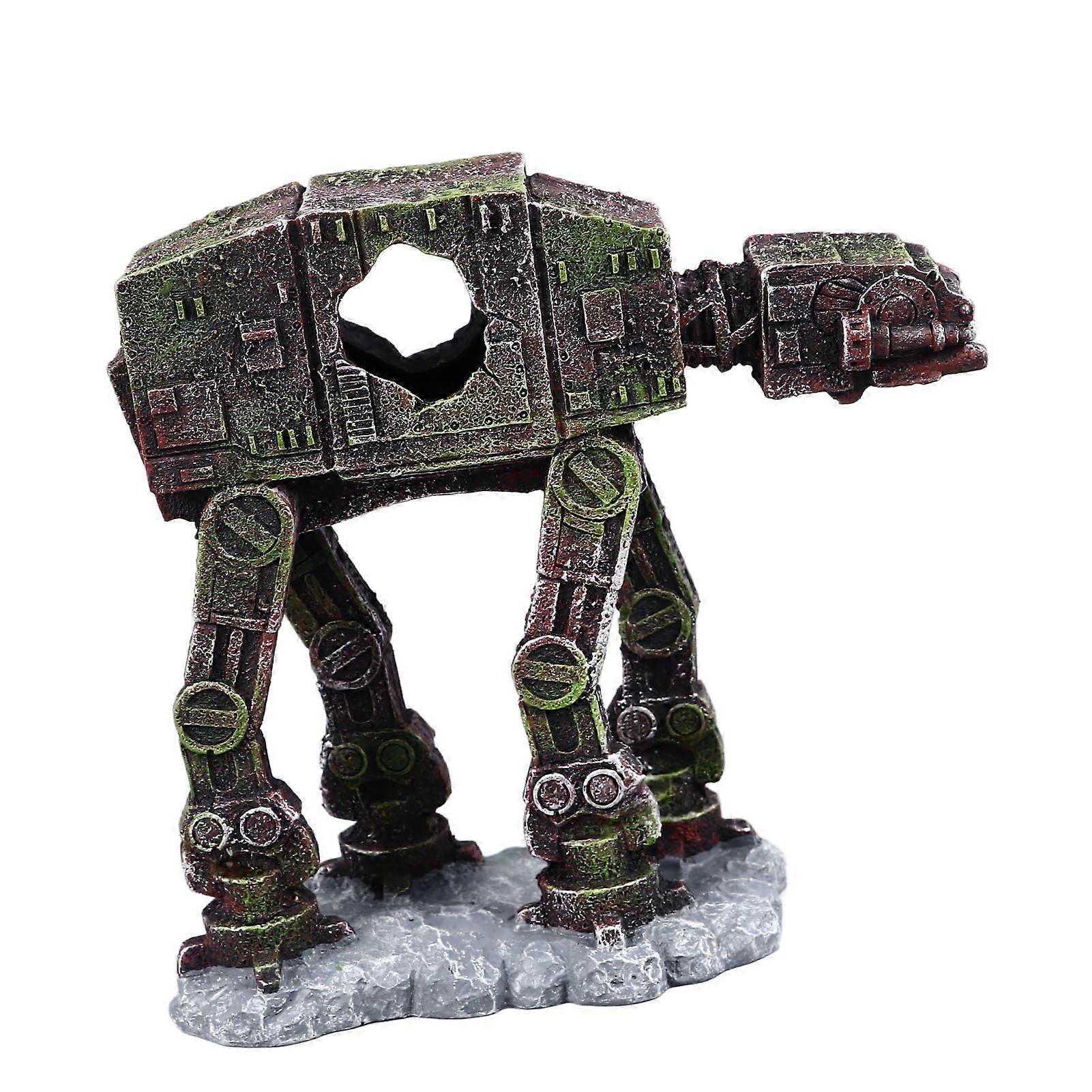 Aquarium Robot Dog Decoration Resin Stable Base Fish Tank Hideout Statue Ornament for Home M 