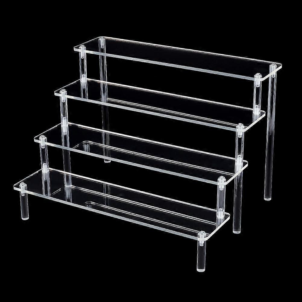 4-Tier Long Acrylic Display Stand Detachable Transparent Acrylic Riser Clear Cupcake Stand Collection Organizer Shelf for Cupcake Figures Makeup Mugs