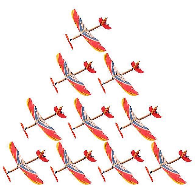 10 Pcs Airplane Model Kids Toys Educational Plaything Summer Outdoor Rubber Band Powered Aircraft Handmade Paper Child