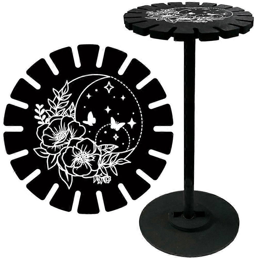 Flower Wooden Pendulum Holder Moon Butterfly Black Crystal Display Stand Rustic Divination Pendulum Storage Rack Witch Incense Rack Shelf for Stone Ne