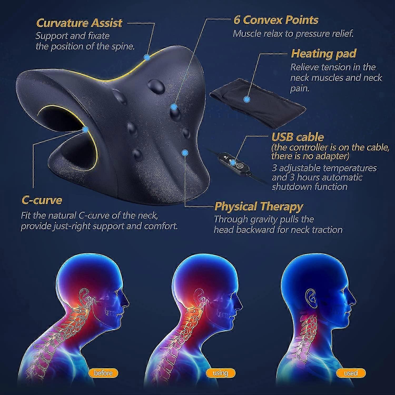 Neck Stretcher for Neck Pain Relief, Heated Cervical Traction Device ...