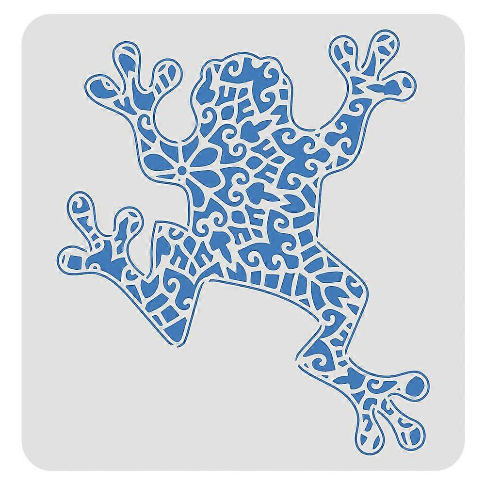 1pc Frog Stencils 11.8x11.8 inch DIY Mandala Frog Stencil Template Plastic Frog Pattern Stencils Reusable Frog Stencils DIY Home Decor Stencil for Pai