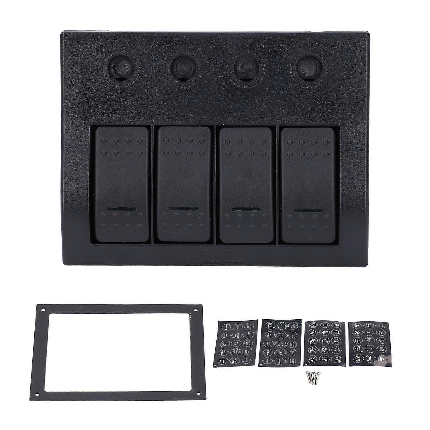 Switch Control Panel 4 Gang PCB DC12V 24V Prewired Rocker Switch Panel 10A10A15A15A 