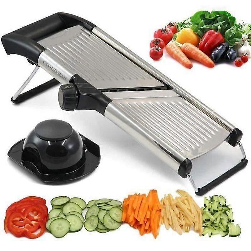 Professional Kitchen Mandolin - Adjustable Multi-Function Stainless Steel Vegetable Mandolin with Foldable Non-Slip Foot