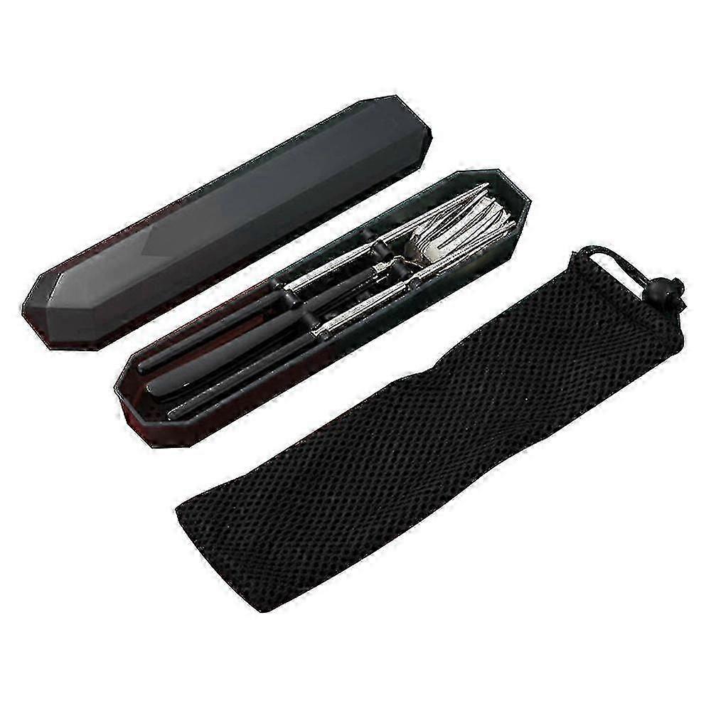 3個のポータブルステンレス製食器セット、食器洗い機で安全な再利用可能な食器カトラリーセット、フォークスプーン箸付きボックス付き-ZYを含む