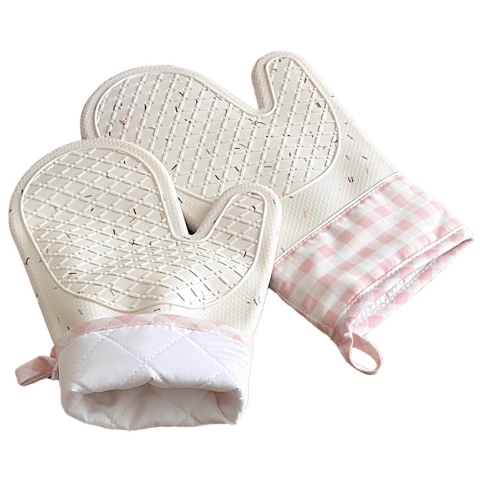 Heat Resistant Oven Mitts for Kitchen Use, Silicone Grips, Extra Long Size, Non-Slip, Easy to Clean, Gray