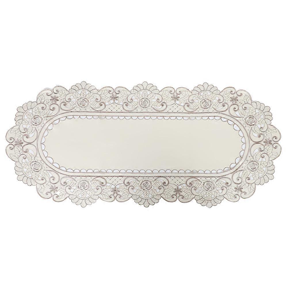 Drapeau de table ovale floral brodé de table de mariage chemin de table nappe de table (85 * 40cm)