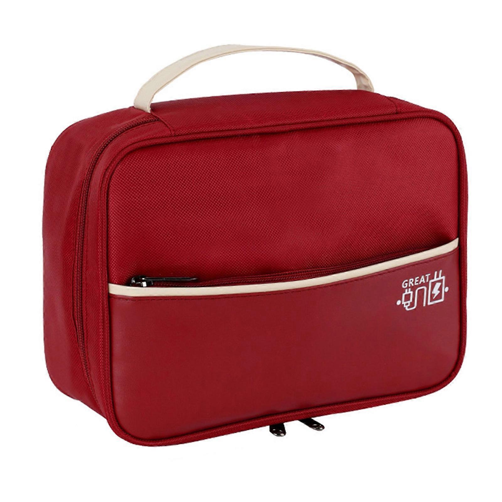 Universal Charging Cord Organizers Practical Cable Organizing Box Sturdy Storage Case for Mess Release Desk and Bag Burgundy