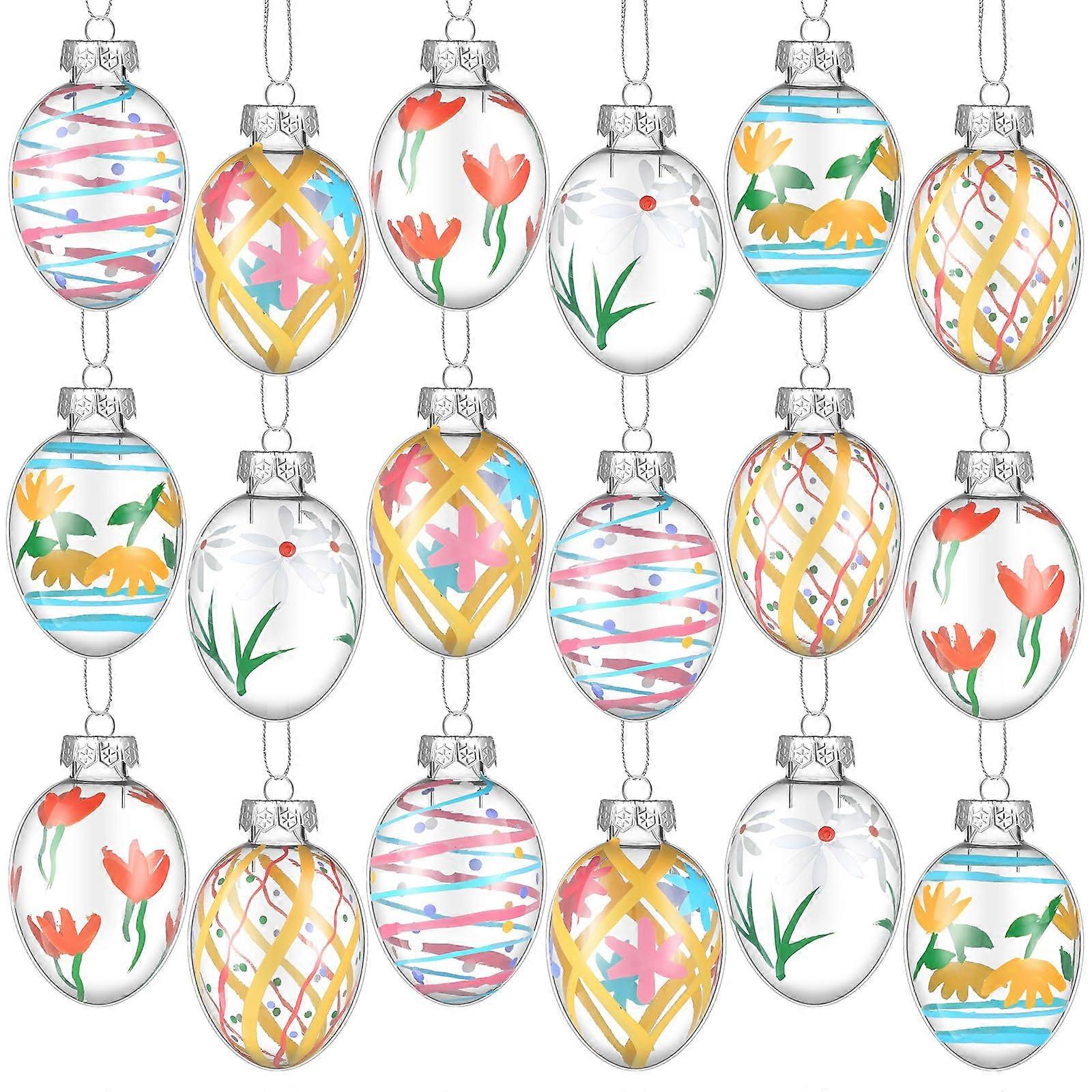 Hand-Painted Glass Easter Eggs Set of 6 for Indoor Decor, 1.2x2 Inch, Colorful Home Decoration for Spring