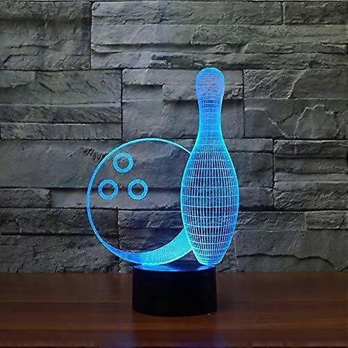 3D Bowling Night Light Touch Table Desk Optical Illusion Lam