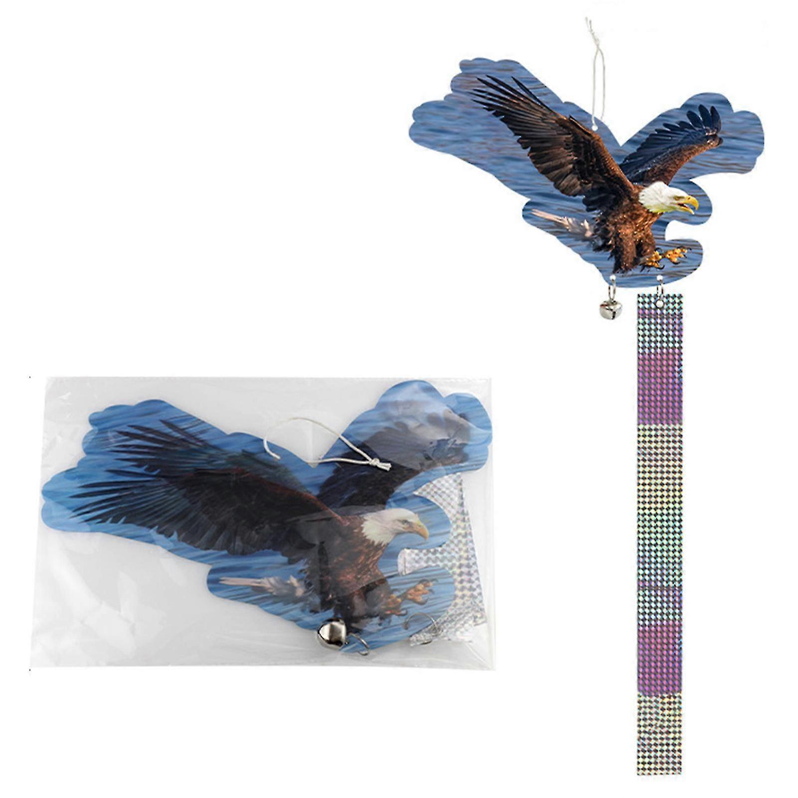 Owl Eagle Pattern Repelling Bird Decor Bird Repellent with Reflective Tape and Bells for Balcony Courtyard Patio Use