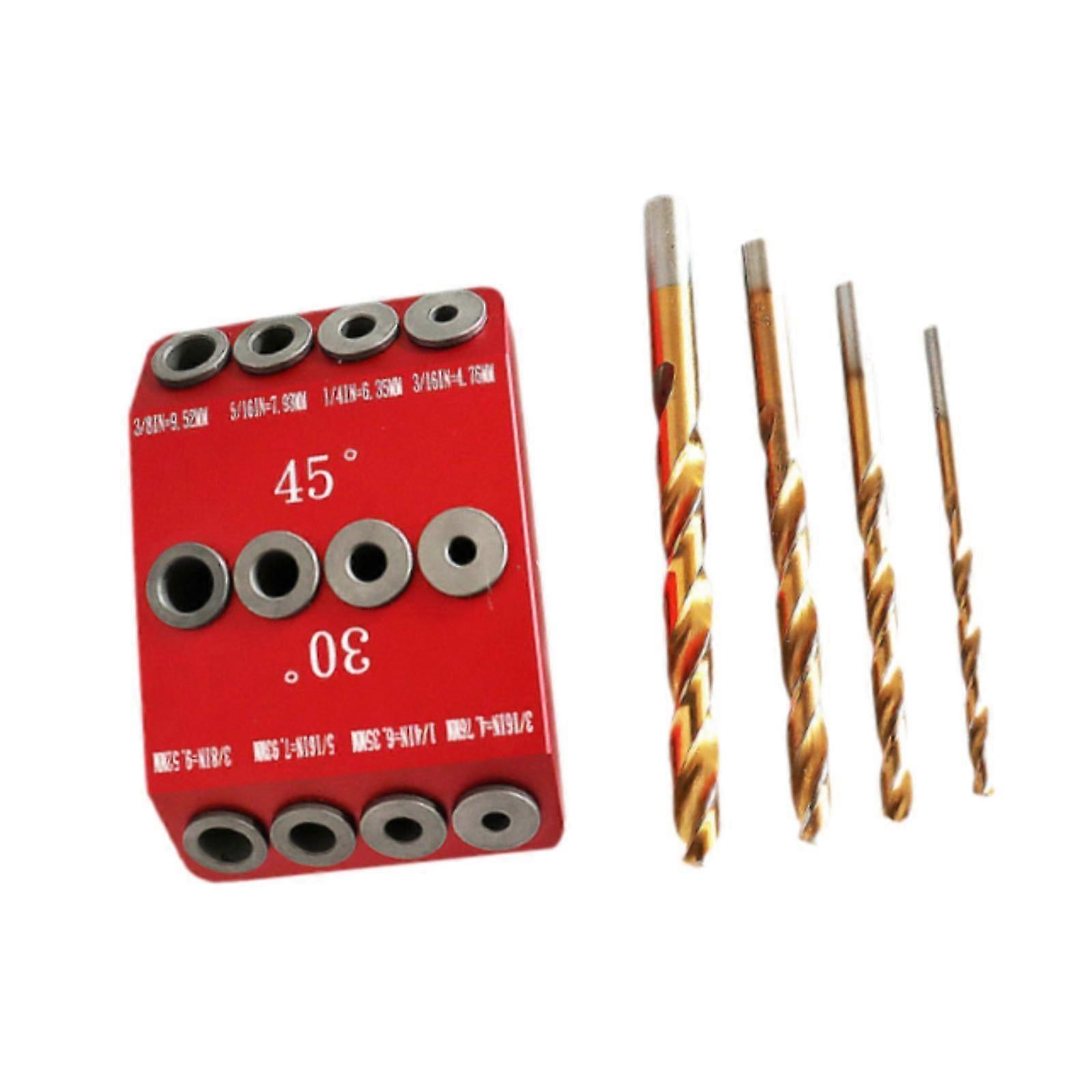 30 45 90 Degree Angle Drill Guide Jig Kit Drill Template Block for Handrails Red