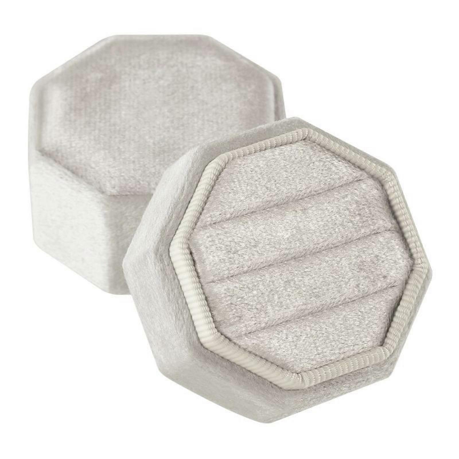 Triple Rings Presentation Box in Plush Octagonal Flannel Velvets Rings Box Proposal Box Suitable for Various Occasion Yellow