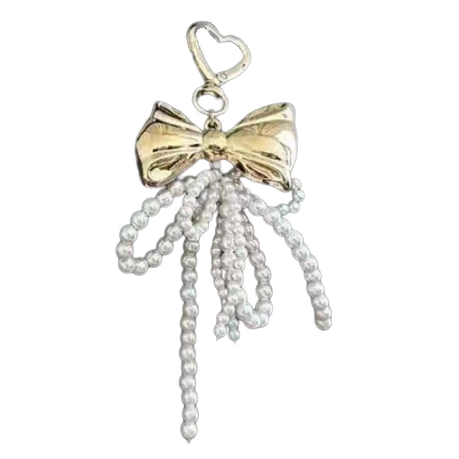 Fashionable Butterfly Bowknot Phone Charm Sturdy Alloy Portable Keychain Phone Accessory for Trendy Women Ladies Gold