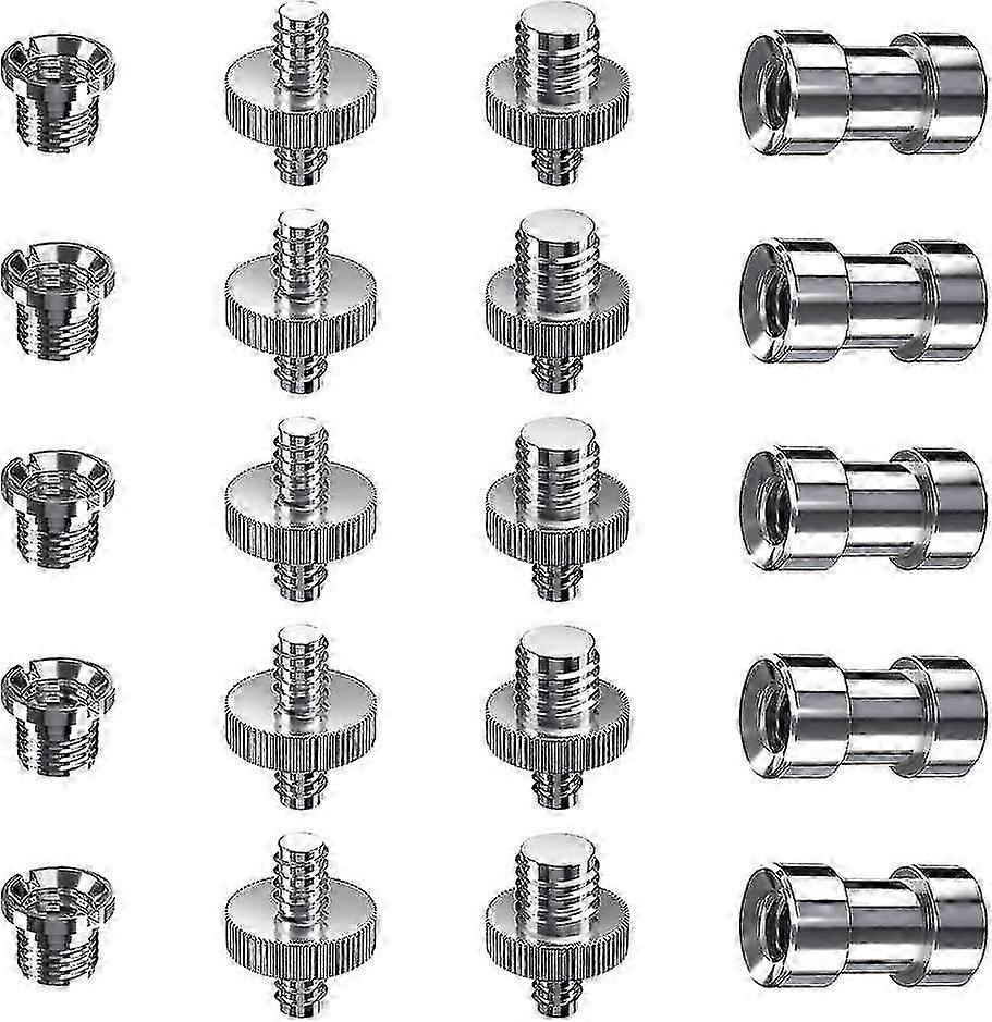 1/4" & 3/8" Threaded Camera Screw Adapter Mount Kit for Tripod/Monopod/Light Stand - 20-Piece Set