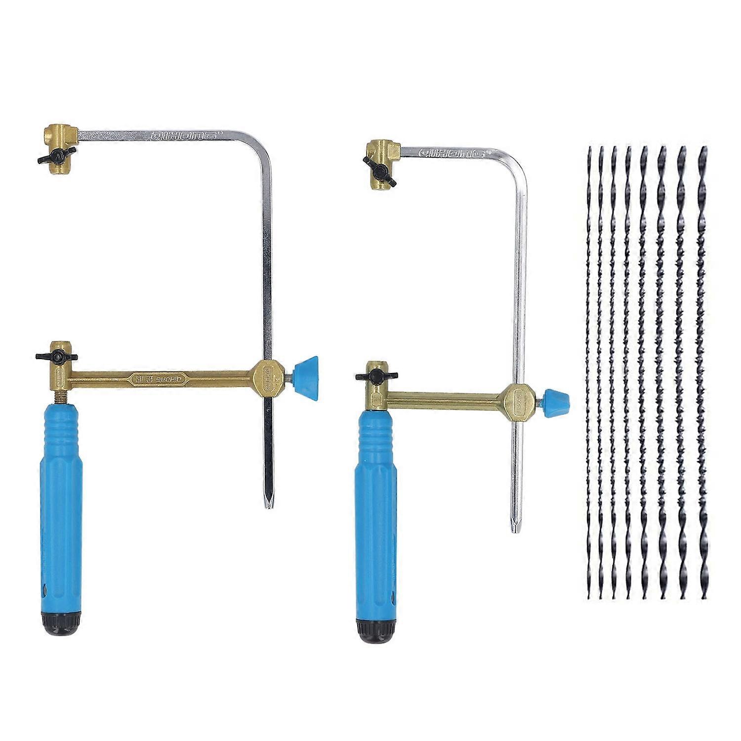Coping Saw 70mm + 100mm Multifunctional Woodworking Craft Wire Saw with 8 Blades for Construction