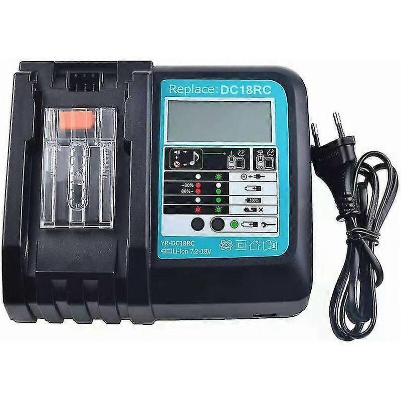 3A DC18RC compatiblement Charger compatible Makita 18V Battery BL1860B BL1860 BL1850 BL1845 BL1840B BL1840 BL1835 BL1830B BL1830 with LCD Display Neww