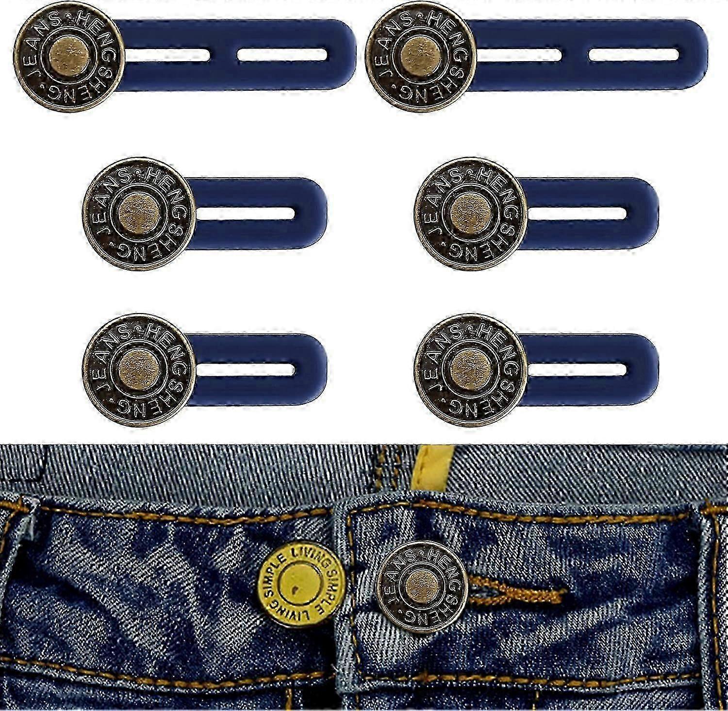 6Pcs Button Extender for Trousers,Button Waist Extender, Pants Waist Extender Adjustable,Waistband Button Extender Set