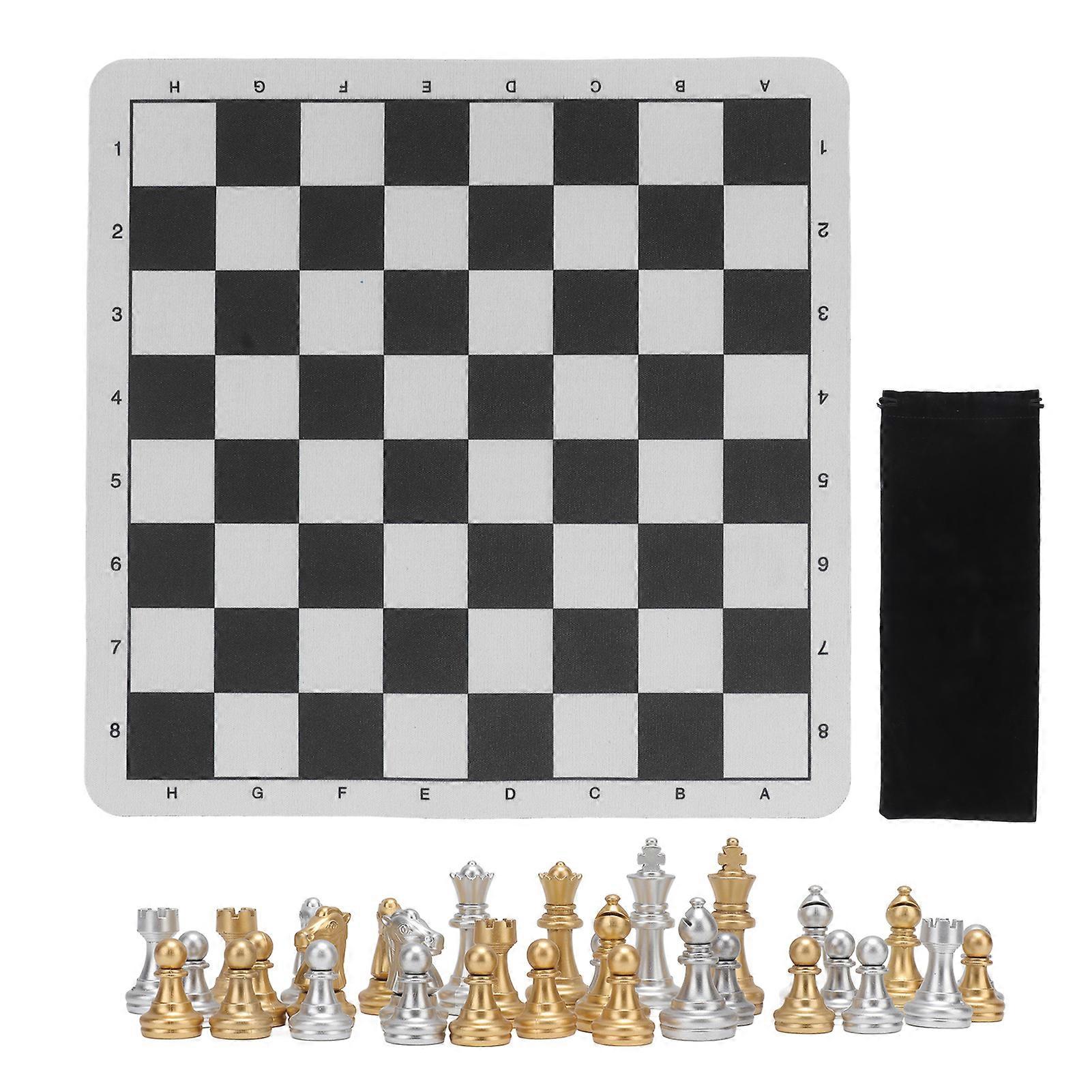 Standard Design Chess Set, Critical Thinking Problem Solving Skills Development Chess Pieces and Tear Resistant Vinyl Board for Home Decoration, Easy