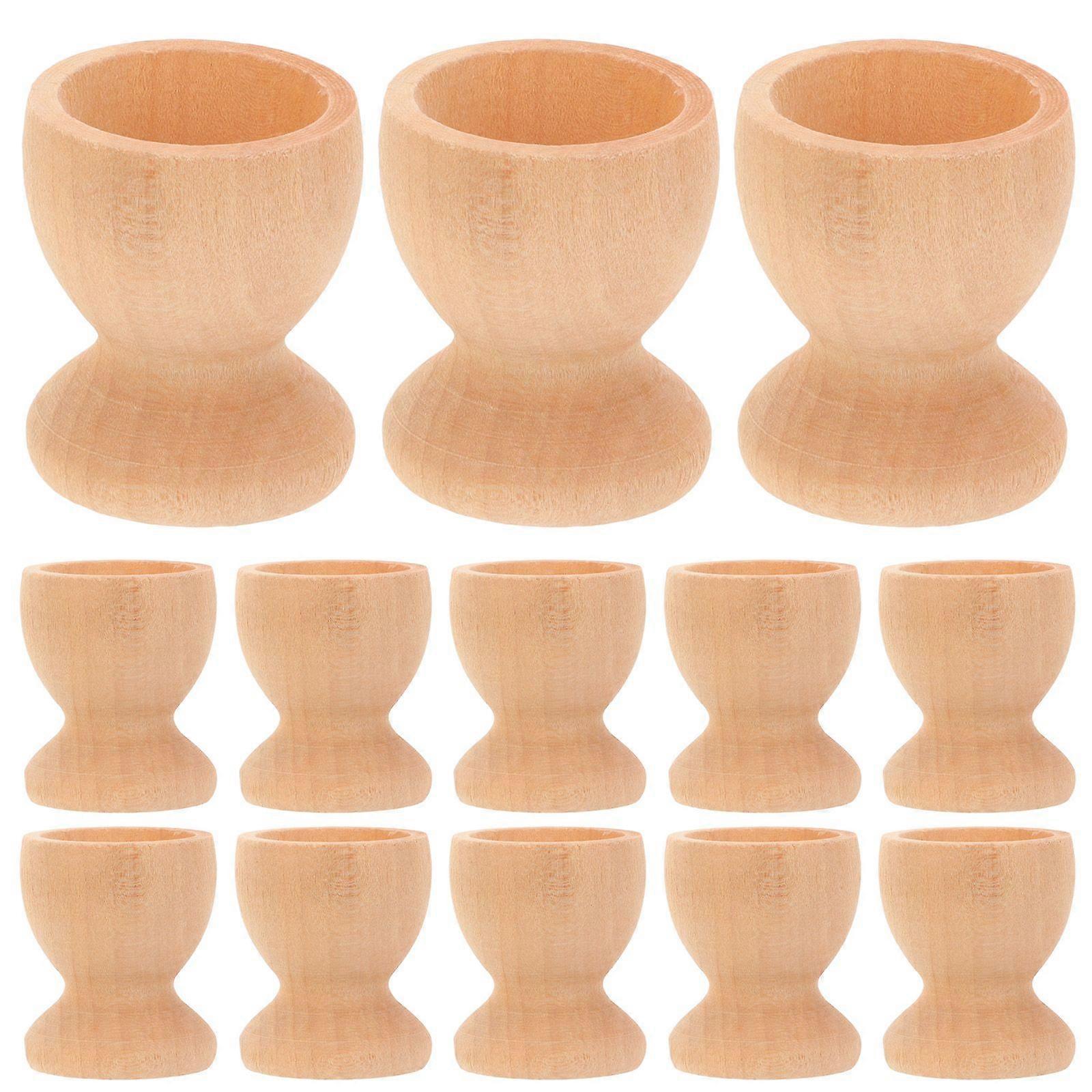 24Pcs Wooden Easter Egg Holders DIY Eggs Trays Cup Shaped Eggs Holding Cups