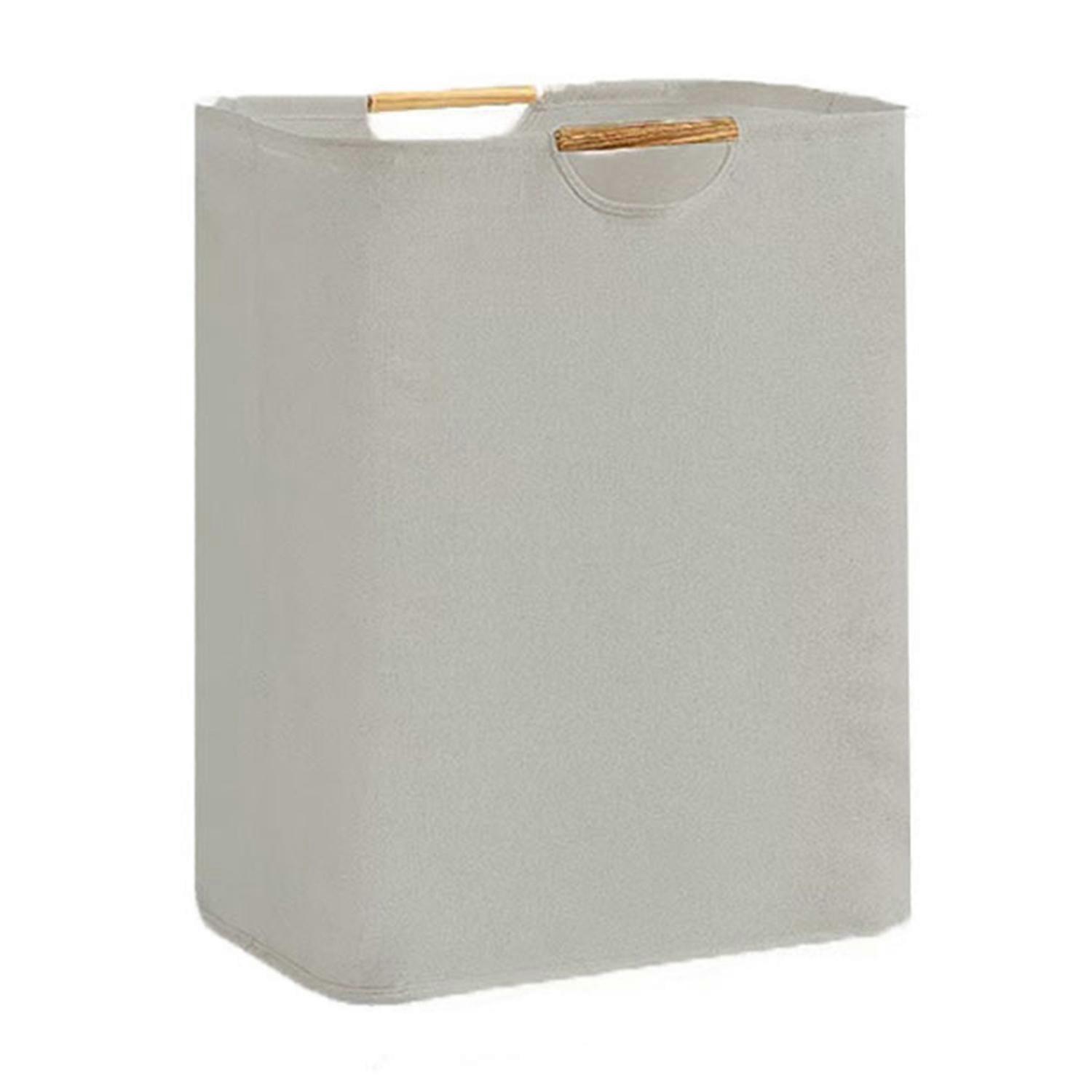 Laundry Hamper Storage Basket with Bamboo Handle Foldable Design Large Capacity Waterproof Fabric