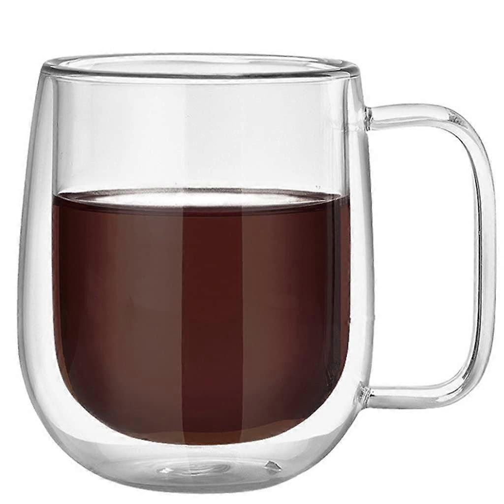 Double Walled Glass Mugs Large, Double Wall Tumbler with Handles, Heat Resistant Coffee and Tea Glass Cups for Hot Drinks
