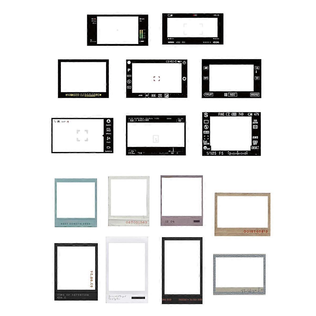 2 sets Non-adhesive Life film machine series PET retro large size collage Frame Picture Frame DIY diary decoration