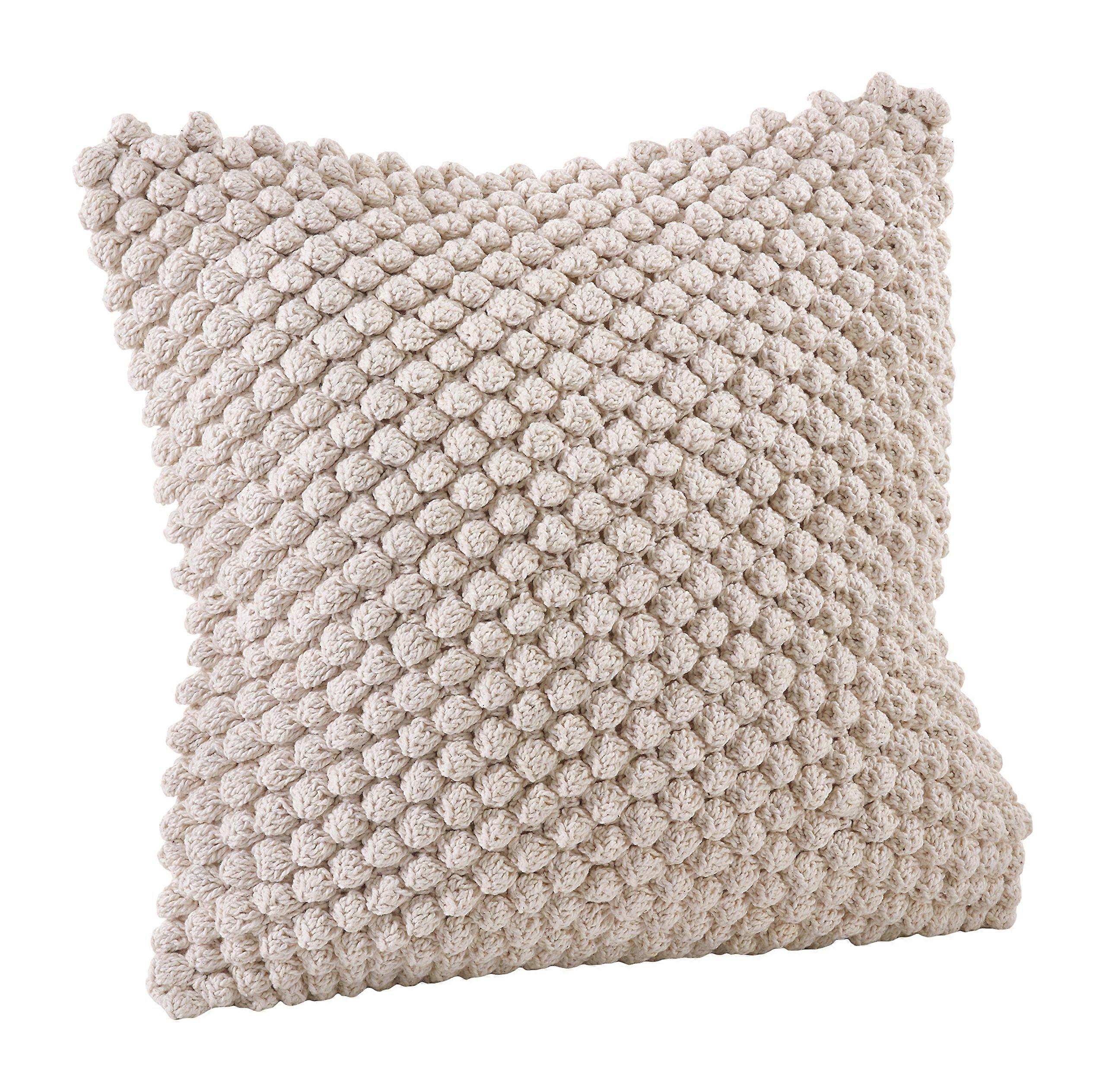 Crochet Pompom Down Filled Pillow for Home Decor 20'