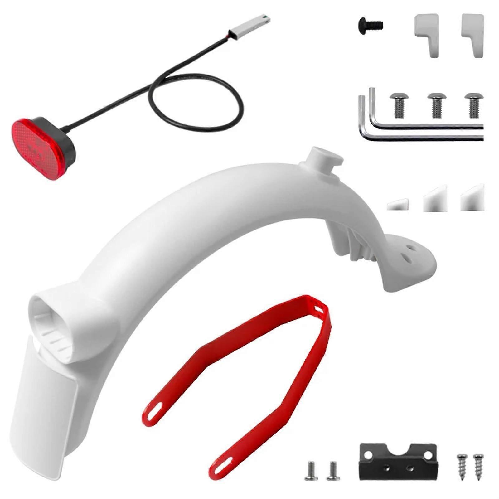 Upgraded Rear Mudguard for Xiaomi M365 Pro2 Electric Scooter with Tail Light and White Splash Fender Bracket Kit