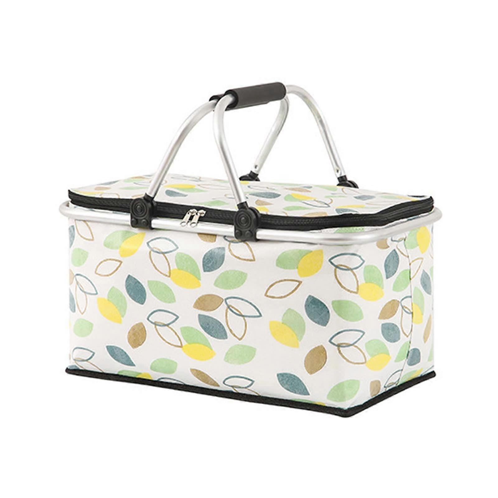 Rectangular picnic basket, creative wooden foldable with handle and detachable