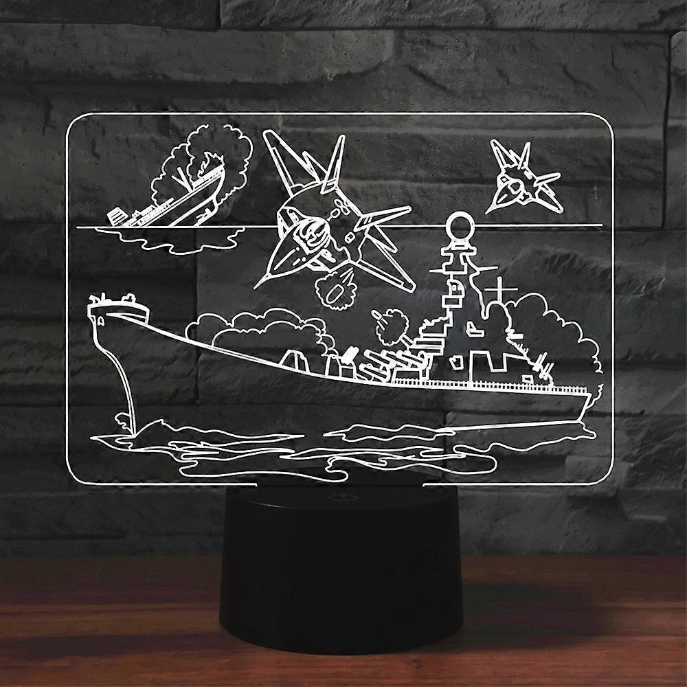 Airplane Group Shape 3D Colorful LED Vision Light Table Lamp, USB Touch Version