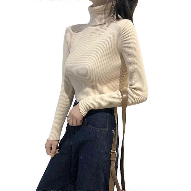 WomensSlim Soft Long Sleeve High Neck Knit Pullover Sweaters