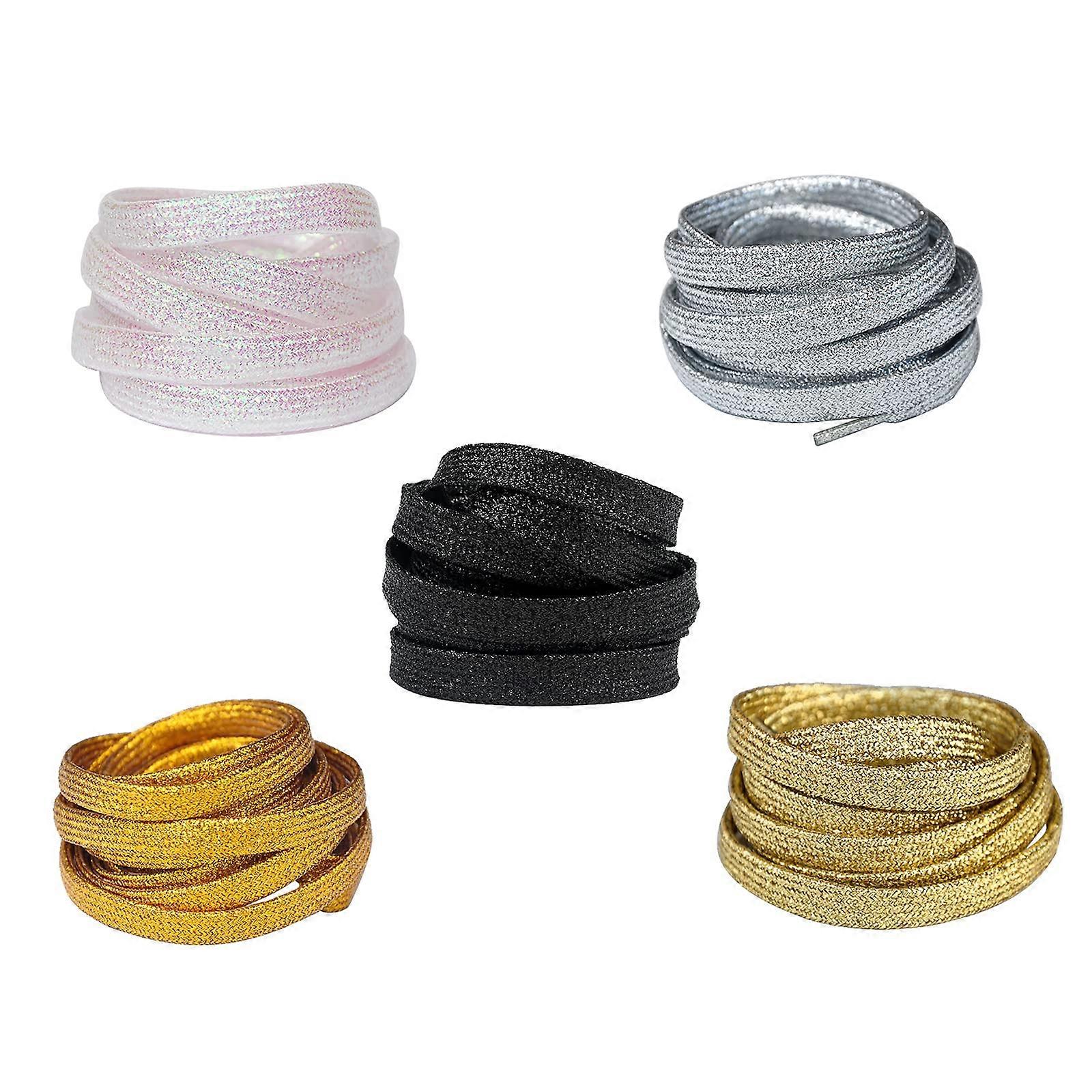 Shoe Laces Flat Glitter Shoelaces, Solid Color Flat Laces For Canvas Sneakers And Boots, Durable Replacement Laces