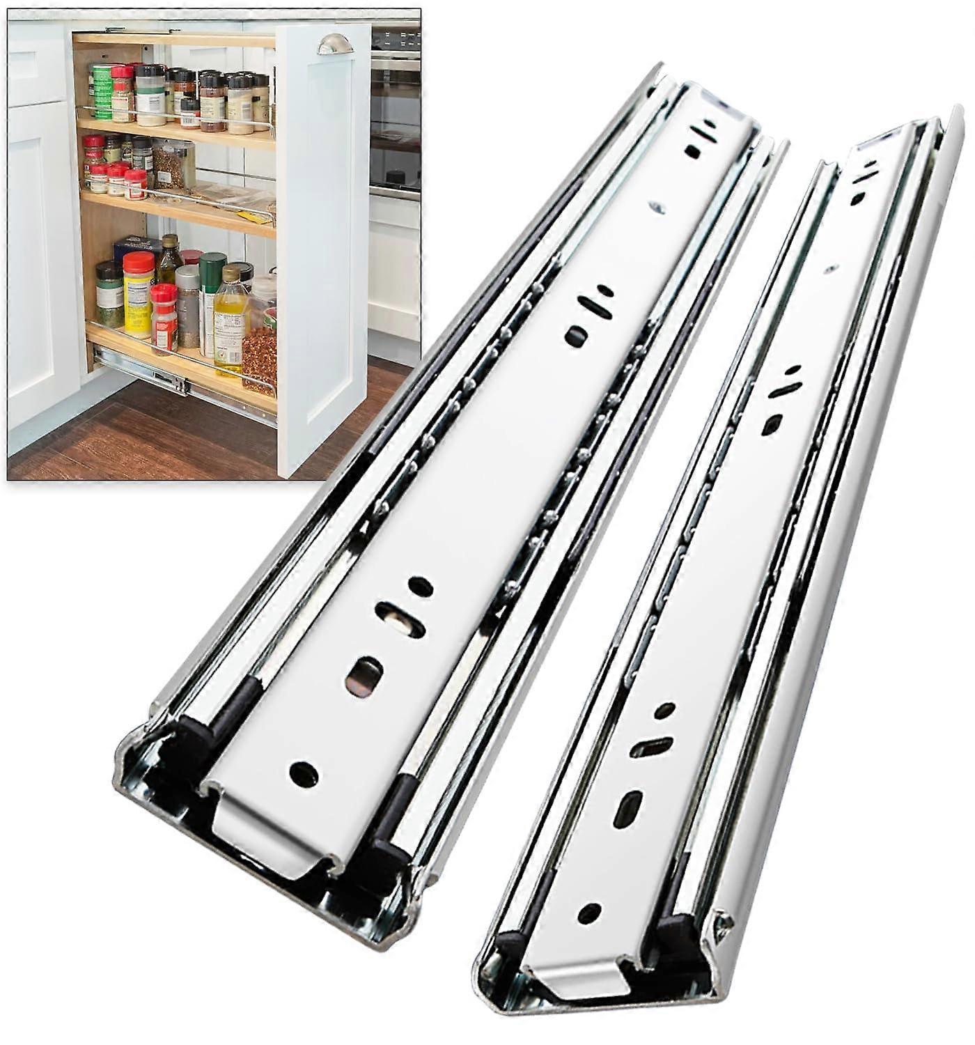 Locking Drawer Slides Full Extension Runners with Lock 12 to 40 Inch Heavy Duty Steel Hardware for Cabinets and Furniture