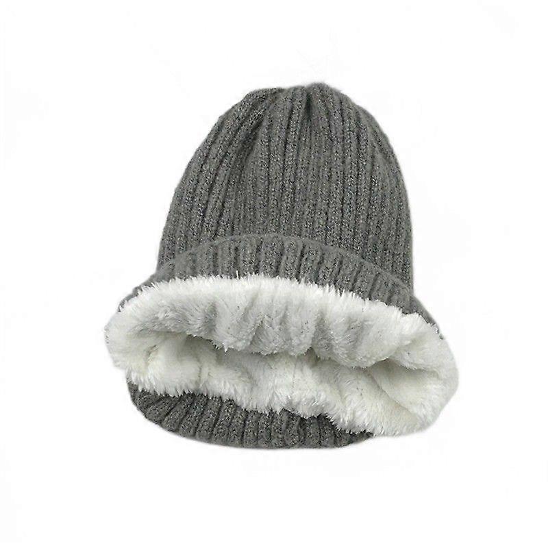 1 piece knitted cuffed beanie (grey)