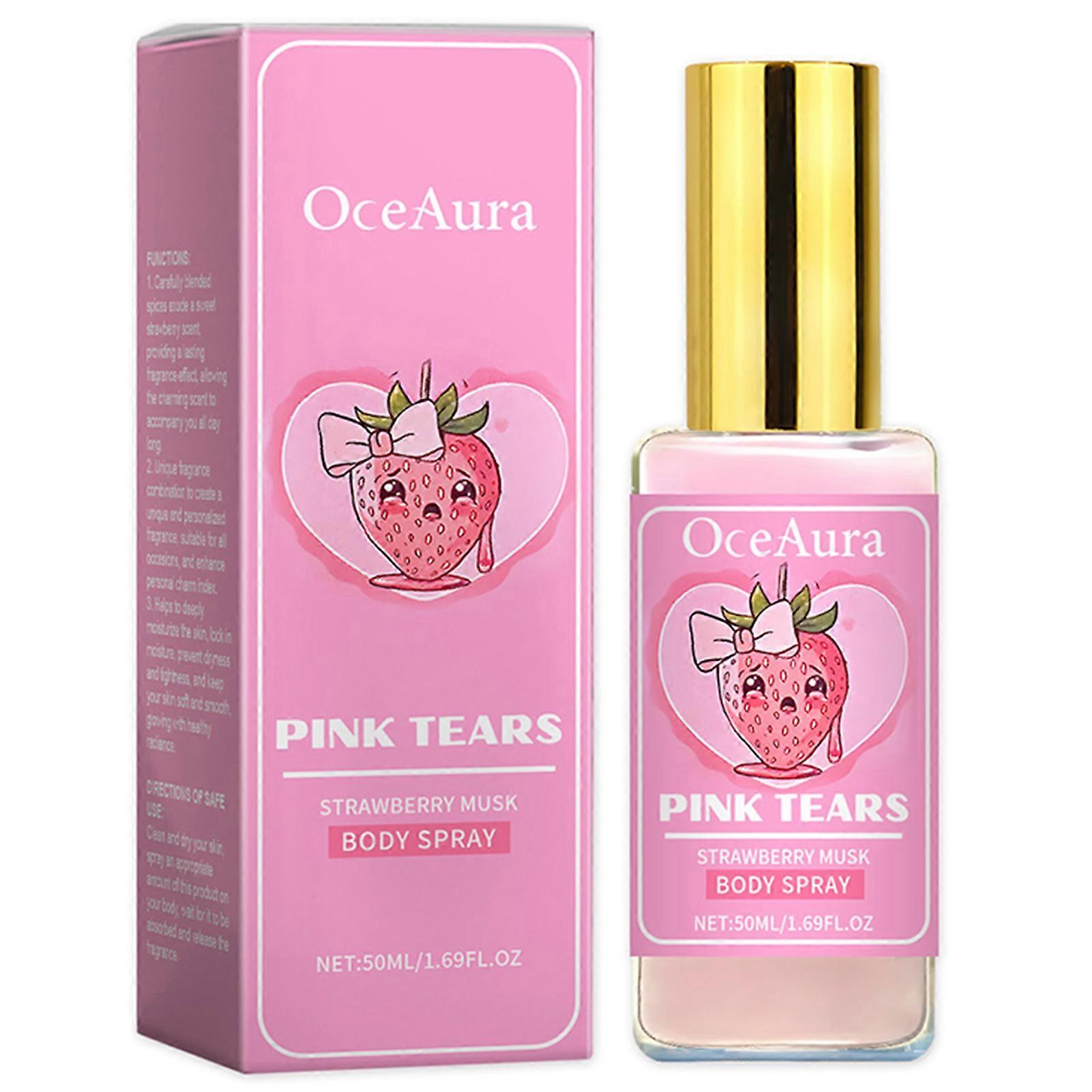 Pink Tears Strawberry Musk Body Mist, Long Lasting Strawberry Musk Scented Fragrance, Perfumes for Women Dating