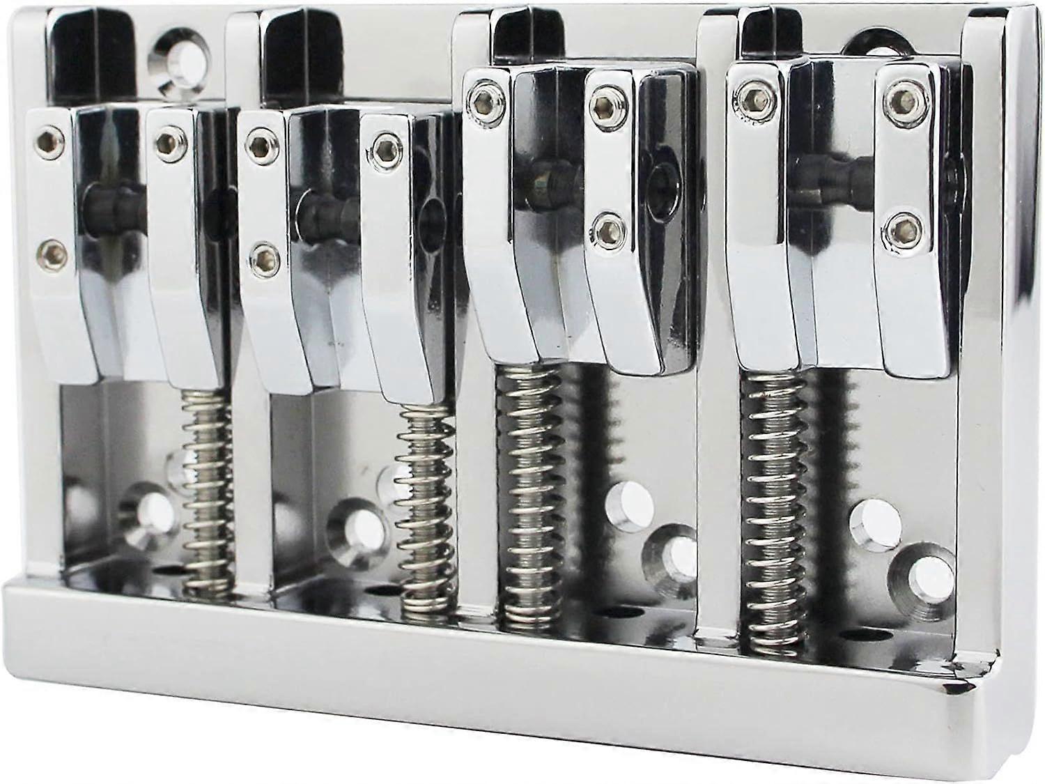 SBSGV Guitar Bass Bridge - 4-String A-Style Bass Bridge .656" .687" .718" .750" .787".687" String Spacing Adjustment, Chrome