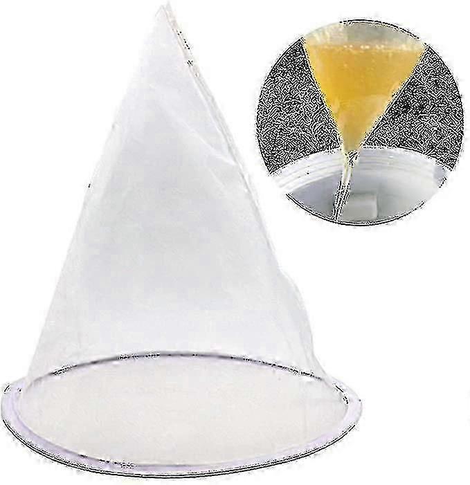 2pcs Filtro a miele Filtro a maglie fini Net Apiario Attrezzatura apicoltura Strumenti Filtro a cono con cerchio metallico per l'estrazione del miele