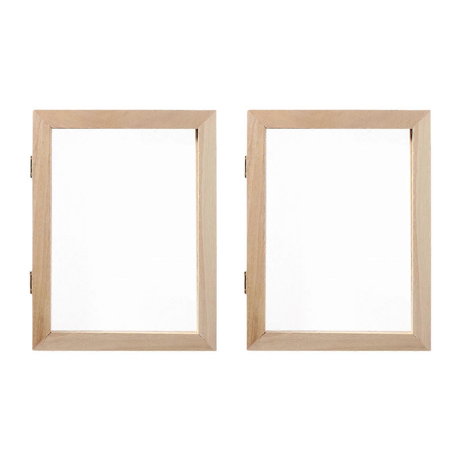 Set of 2 Wood Paper Making Mold Double Layer Papermaking Frame Screen Handmade Craft Supplies Recycled Paper Making Art