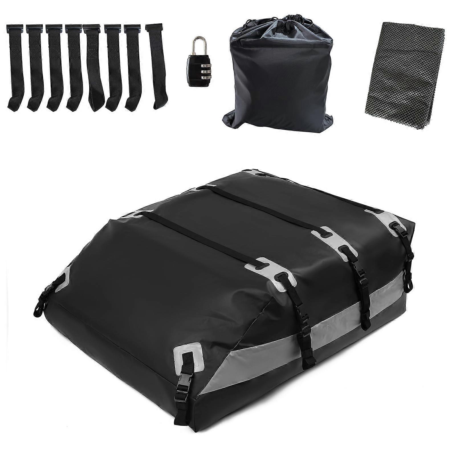Car Roof Bag, Rooftop Cargo Carrier 21 Cubic Feet,, With/Without Rack