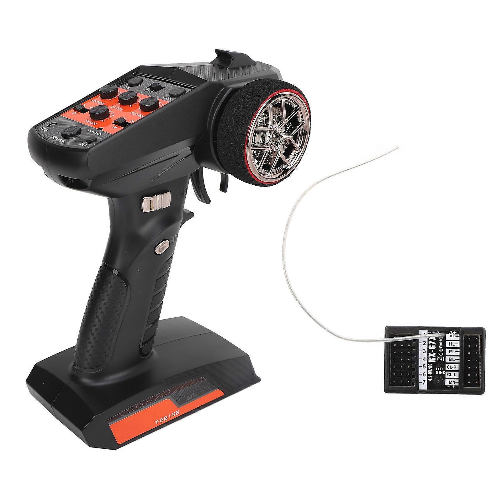 2.4G 7CH Radio Transmitter Remote Controller with Receiver 7 Channels Remote Controller for RC Car Boat Black