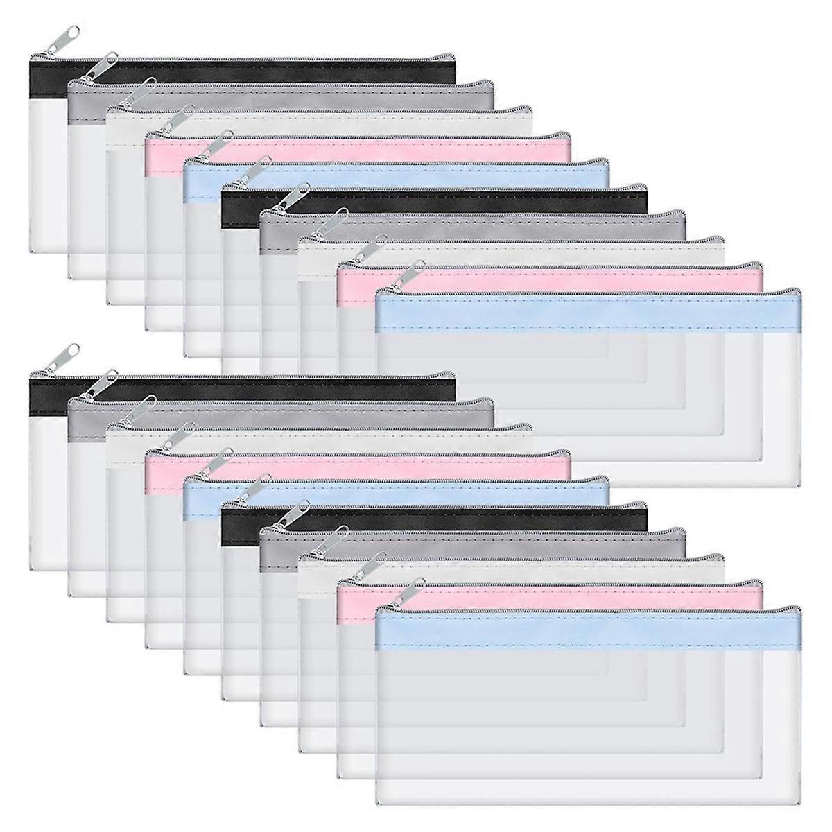 20Pack Money Bags with Zipper for Cash Clear Cash Envelopes
