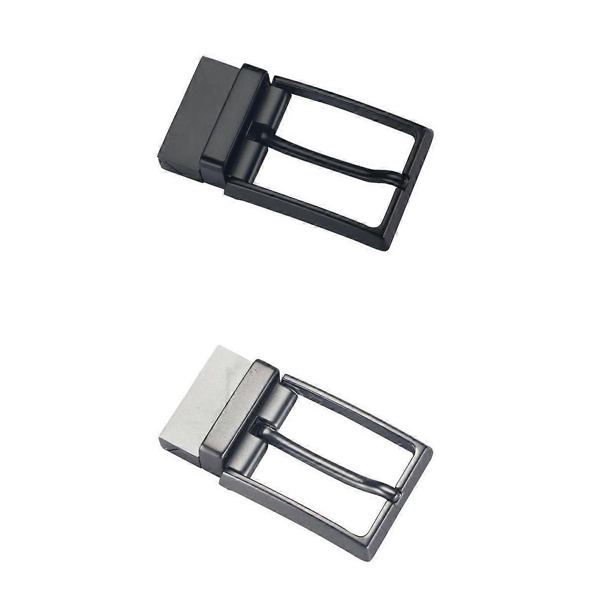 2x Men Reversible Alloy Belt Buckle Single Prong Rectangular Pin Belt Buckle