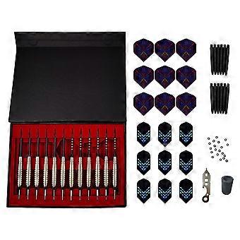 12Pcs Professional Metal Dart Set Steel Tip Darts with Aluminum Dart Shafts, Flights, Darts Sharpener for Dart Board
