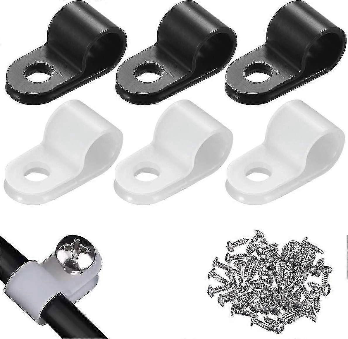 200pcs Cable Holder Cable Management Cable Clamps R-type Cable Fixing Organizer Clamp Durable Cable -I