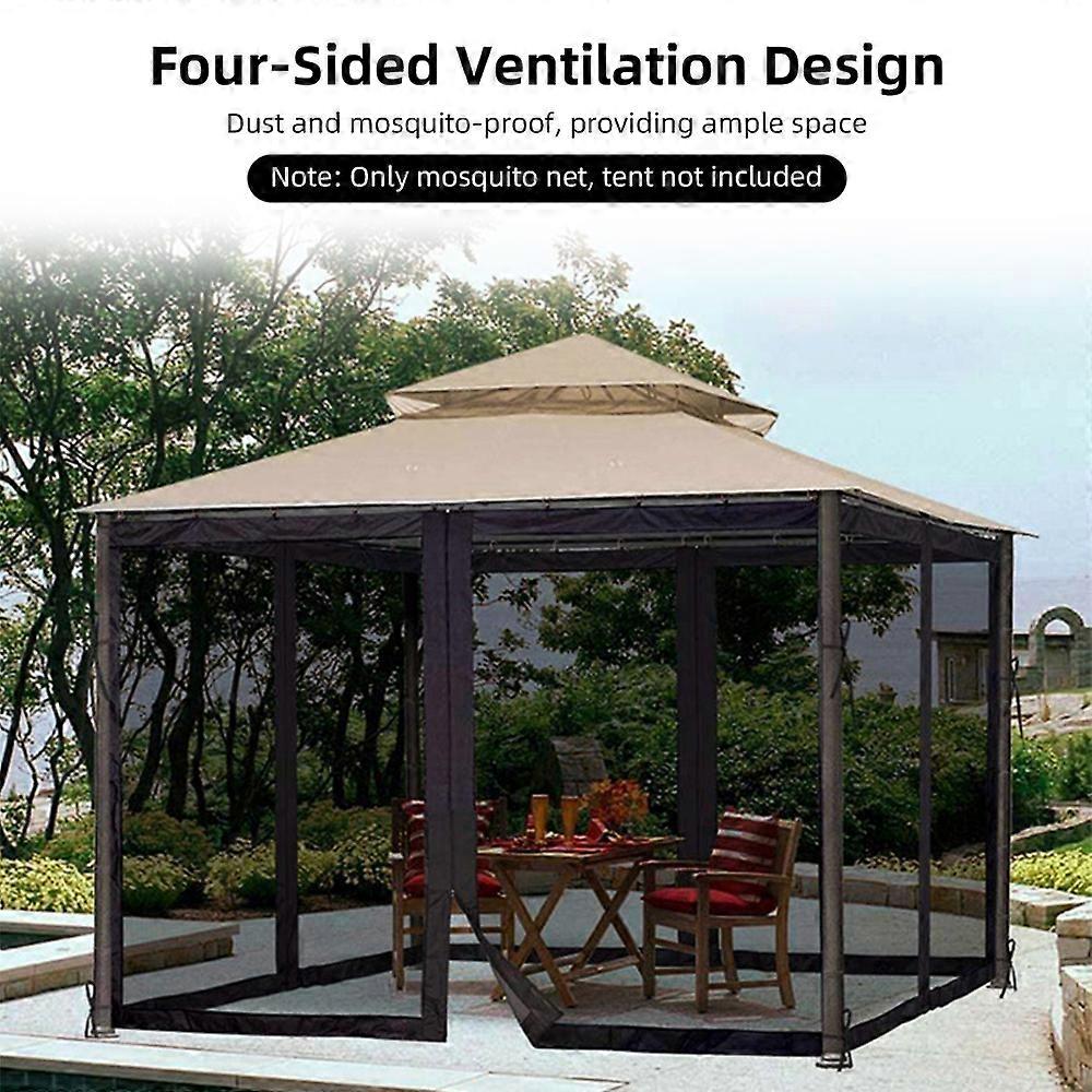 Mosquito Netting for Patio Canopy Umbrella 4-Panel Screen Walls with Zipper for Porch Patio Outdoor Living Spaces Protection